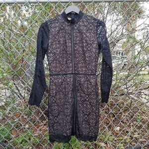 Wilfred Janvry mini cocktail black lace dress 8